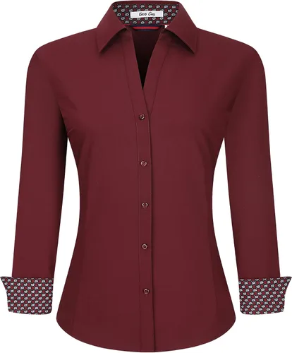 Miniatura 6 de Alex Vando - Blusa de botones para mujer, sin arrugas, manga larga, casual, para el trabajo