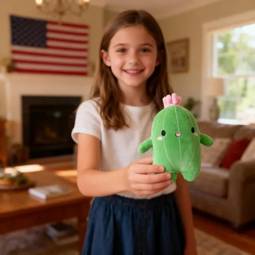 Miniatura 5 de BABOLI Peluche de cactus de peluche con cara sonriente y antena rosa, cactus de miel, juguete suave de peluche, bonito regalo para niños, niñas