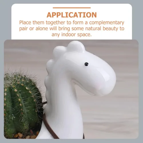 Miniatura 2 de Cabilock Maceta de cerámica de dinosaurio con bandeja de drenaje, adorable maceta para suculentas para decoración de escritorio de jardín