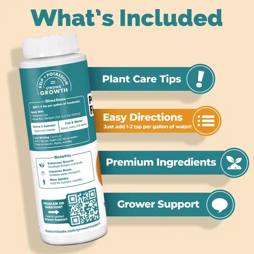 Miniatura 4 de TPS NUTRIENTS Fertilizante de Potasio para Plantas, Promueve el Crecimiento, Brotación y Floración, Alimento Vegetal Líquido 8 oz (250mL)
