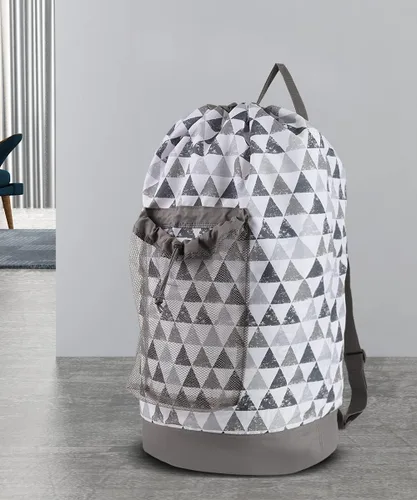 Miniatura 6 de Dalykate Mochila Bolsa para Lavandería, Mochila para Lavandería con Correas para el Hombro y Bolsillo de Malla, Bolsa Cesto para Ropa de Nailon
