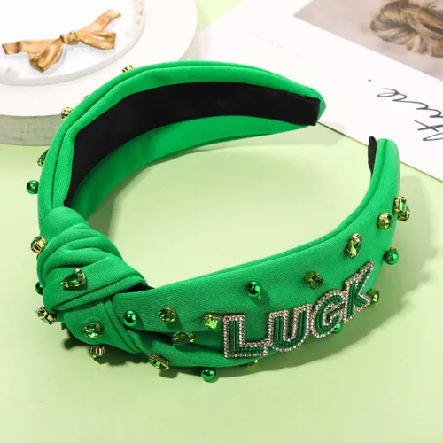 Miniatura 4 de mokkia Diadema para el día de San Patricio para mujer, diadema de trébol verde, diadema de cristal con diamantes de imitación anudada, accesorios