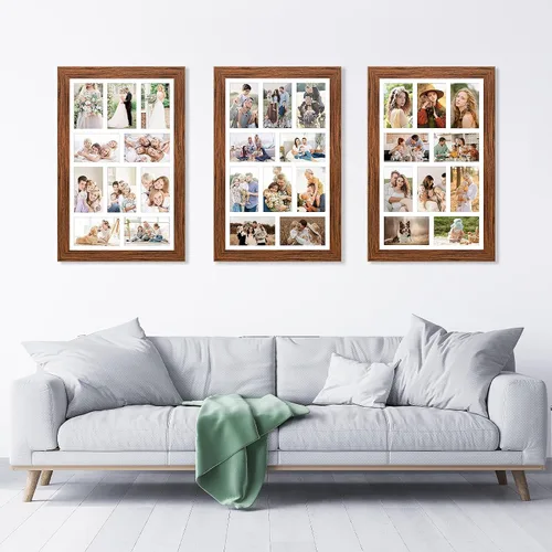 Miniatura 730 de Marcos de Fotos Collage de 13.5X15.5 con 7 Aberturas para Fotos de 4X6, Marco de Fotos Múltiples con Paspartú para Decoración de Pared, Grano