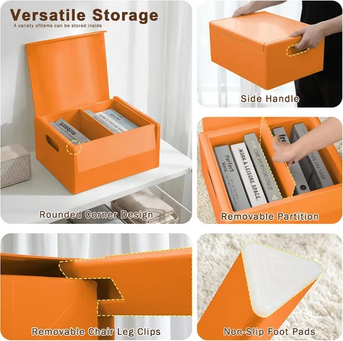 Miniatura 3 de HOTEAGLE Otomana con almacenamiento para sala de estar de 14 pulgadas, multiusos, otomana con tapa abatible y patas desmontables, soporta hasta 220