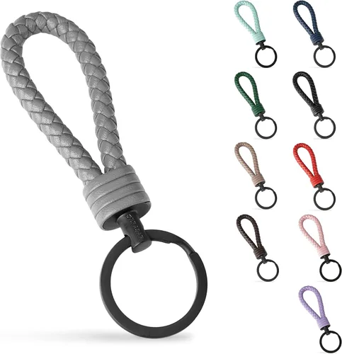 Miniatura 10 de SERASAR Leather Keychain [Strong] - with Additional Stainless Steel Key Ring for Small Keys - with Gift Box Rojo