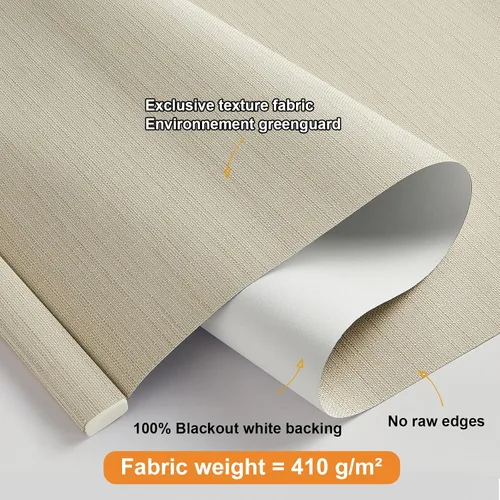 Miniatura 4 de Persilux Persianas enrollables 100 % opacas sin cordones, para ventanas con tela texturizada, protección UV, persianas con aislamiento térmico