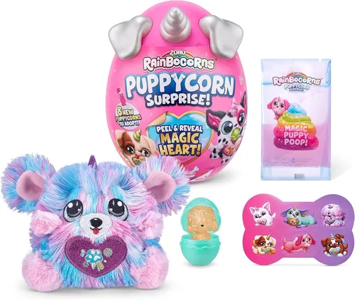 Miniatura 8 de Zuru Rainbocorns Puppycorn Surprise Series 1 Penny la pug, perro de peluche, coleccionable, huevo sorpresa, paquete de calcomanías, mezcla Slime