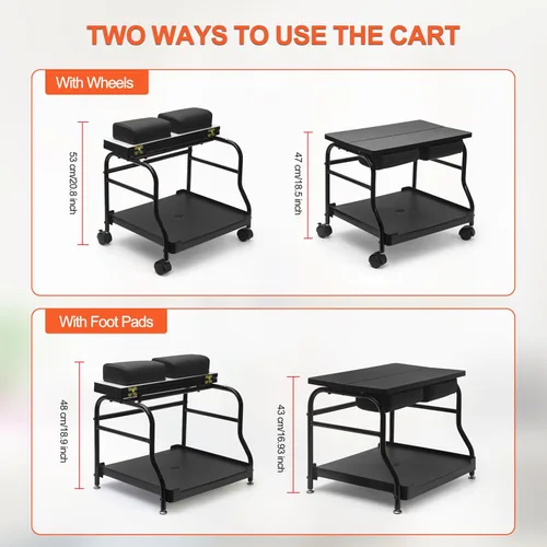 Miniatura 6 de Elitzia Carro Portátil de Pedicura con Reposapiés - Carro de Salón de Belleza y Baño de Pies para Uñas - Estación de Soporte Profesional ET27971