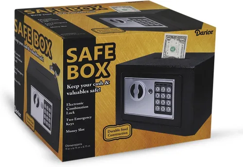 Miniatura 3 de Darice Caja fuerte para dinero, caja fuerte con cerradura electrónica de combinación y llave de emergencia, caja fuerte para efectivo con ranura