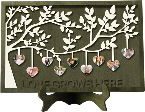 Miniatura 36 de Regalos para mamá, letrero de árbol familiar personalizado con nombres personalizados, placas de madera, decoración grabada con nombres familiares