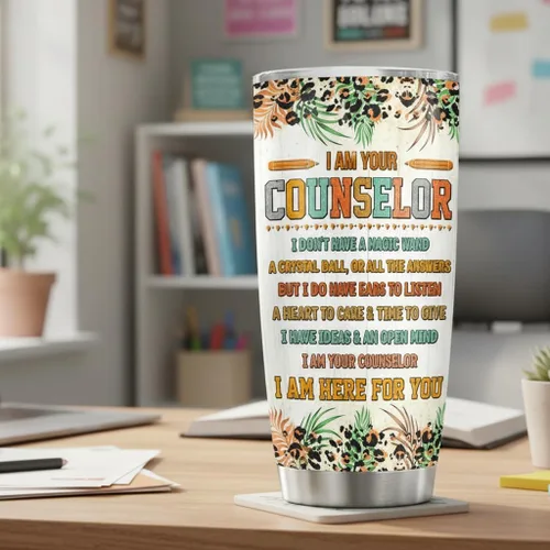 Miniatura 4 de 4LIEUBASMI Vaso de 20 onzas para consejero escolar, semana de agradecimiento al consejero, moderno multicolor con estampado de letras de arco iris