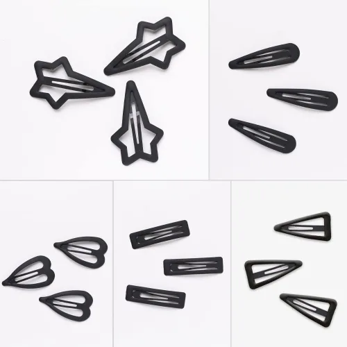 Miniatura 5 de 15 pinzas de metal para el cabello para mujer, pinzas antideslizantes para el cabello color caramelo de estrella para mujeres y niñas (negro)
