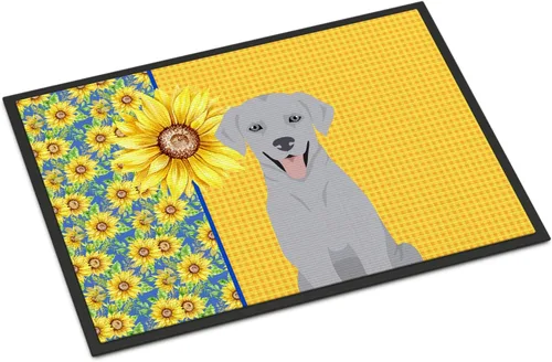 Miniatura 187 de Caroline's Treasures WDK5313MAT Airedale Terrier - Tapete para puerta delantera de 18 x 27 pulgadas, diseño de girasoles de verano, para entrada
