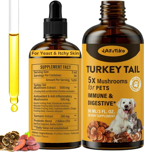 Seta cola de pavo para perros - Absorción más rápida 2000mg de seta cola de pavo para inmunidad y digestión, articulaciones, energía, 5 veces más