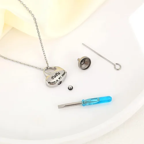 Miniatura 5 de Joyería de urna de cremación para cenizas, collar de urna de recuerdo de cenizas para hombres y mujeres, colgante conmemorativo impermeable con kit