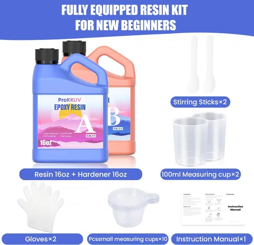 Miniatura 2 de Kit de resina epoxi, resina epoxi transparente de 32 onzas, sin burbujas, no se amarillea, resistente a los rayos UV, seguro para alimentos, fácil