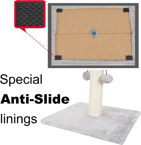 Miniatura 5 de Dimaka Poste rascador para gatos de 34 pulgadas, Poste rascador para gatos, Rascador para gatos grandes con pelota de juguete tentadora, Sisal Gris
