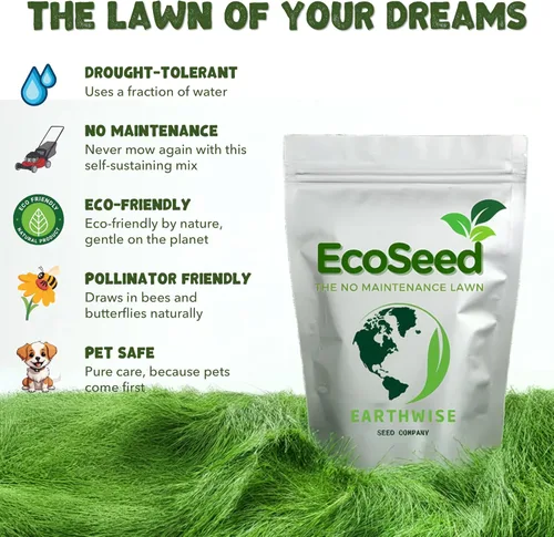 Miniatura 4 de Earthwise EcoSeed - Semilla de césped sin siega, mezcla de semillas de césped de bajo mantenimiento, mezcla de festuca fina, tolerante a la sequía