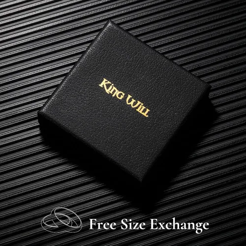 Miniatura 75 de King Will - Anillo antiestrés de acero inoxidable 316L para hombres y mujeres, con cadena decorativa giratoria, 8 mm de ancho, anillo de boda