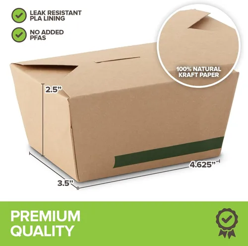 Miniatura 3 de Stock Your Home Juego de 50 recipientes desechables de 30 onzas para llevar de papel para microondas, cajas de cartón kraft resistentes a la grasa