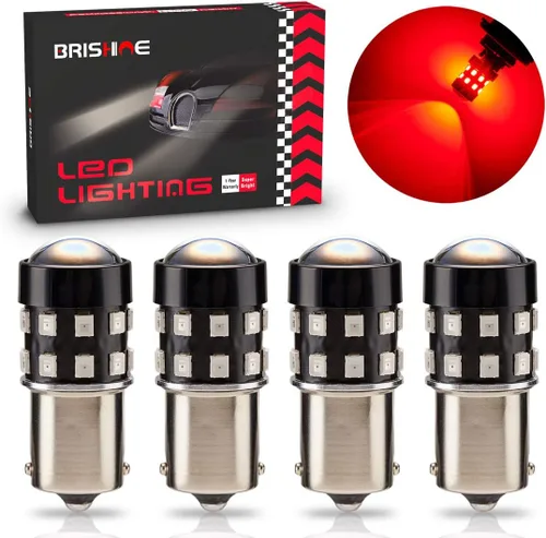 Miniatura 6 de Bombillas LED superbrillantes 1156 7506 BA15S 1073 1141P21W amarillo ámbar 9-30 V sin polaridad 24-SMD chipsets LED con proyector para luces