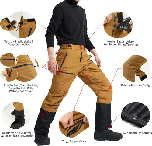 Miniatura 3 de Pioneer Camp Pantalones de esquí para hombre pantalones de snowboard aislados impermeables pantalones de nieve para hombre con peto desmontable