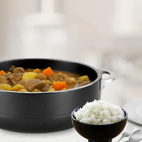 Miniatura 4 de Alpine Cuisine Olla de aluminio antiadherente de 7 cuartos de galón con tapa de vidrio y mango remachado, utensilios de cocina resistentes