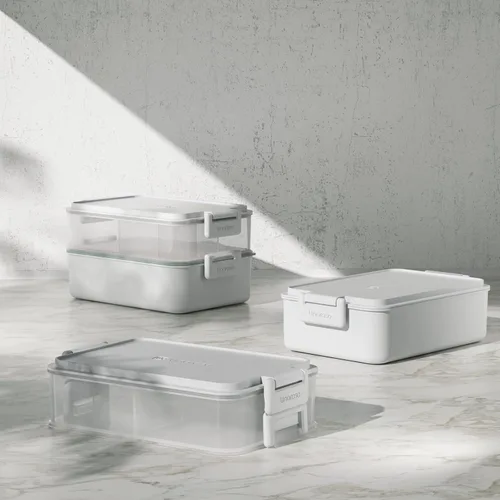 Miniatura 6 de linoroso Caja Bento Apilable Caja de Almuerzo para Adultos Satisface Todas Tus Necesidades Sobre la Marcha de Comida, Ensalada y Aperitivos, Caja