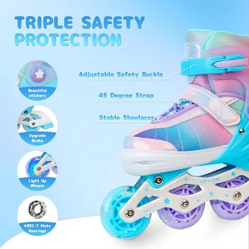 Miniatura 3 de Patines en línea ajustables para niños, niñas y adultos, patines con todas las ruedas que se iluminan para exteriores, para principiantes, jóvenes