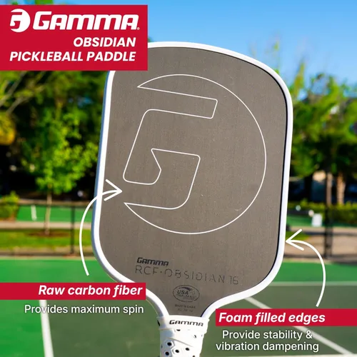 Miniatura 3 de GAMMA Paleta de pickleball de obsidiana 13 y 16, pala de pickleball de fibra de carbono cruda, palas de pickleball prémium
