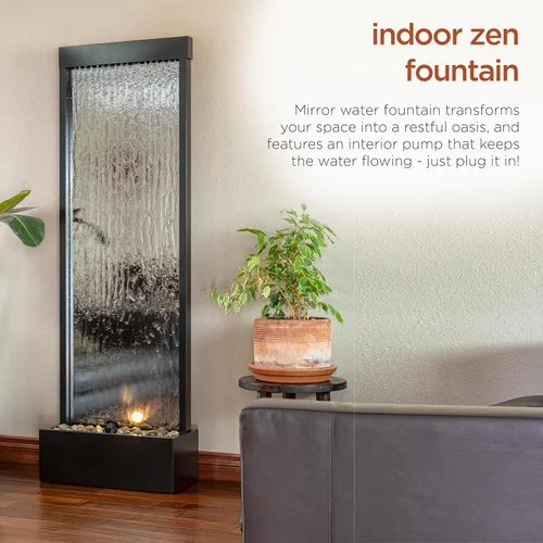 Miniatura 8 de Alpine Corporation MLT170S - Fuente de cascada para interiores y exteriores de 48 pulgadas con luz LED, moderna fuente de agua de pared negra