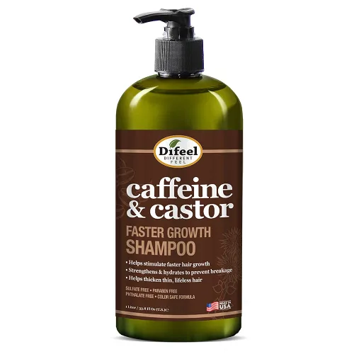 Miniatura 5 de Difeel Champú y acondicionador de 2 piezas de cafeína y ricino para un crecimiento más rápido del cabello, 33.8 onzas, juego de champú