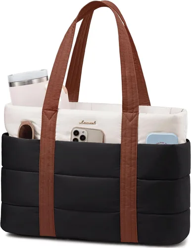 Miniatura 10 de LOVEVOOK: bolsa de mano para mujer, bolsa de trabajo grande acolchada para laptop, bolsa de viaje ligera con cremallera, regalos para mujer