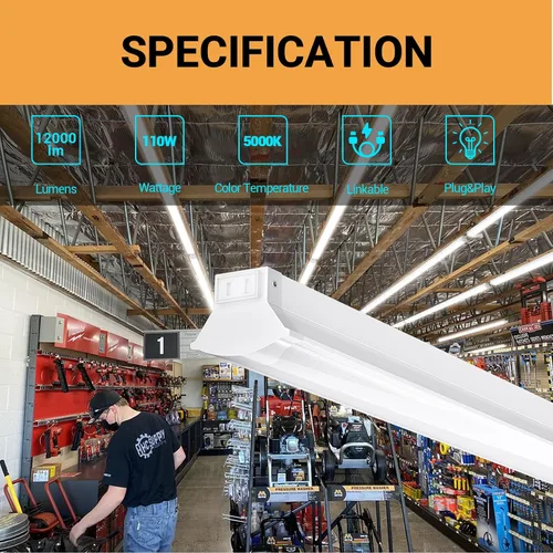 Miniatura 2 de FAITHSAIL Luz LED enlazable de 8 pies para tienda, 110 W, 12000 LM [equivalente a 350 W fluorescente] 5000 K, accesorio LED de 8 pies para garaje