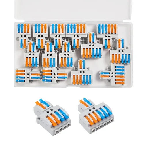 Miniatura 10 de Conectores de cable de palanca, paquete surtido de 75 conectores de cable, kit de conectores de empalme compacto para cables eléctricos, cables