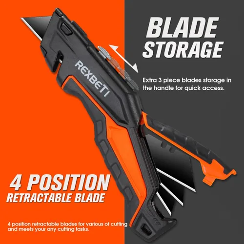 Miniatura 5 de REXBETI SK5 - Paquete de 2 cuchillos utilitarios, cortador de caja retráctil resistente para cajas de cartón, cartón y cajas, diseño
