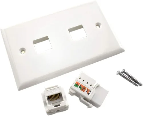 Miniatura 6 de Placa de pared Ethernet RJ45 CAT.6, paquete de 1 placa frontal de acoplador en línea de conector Keystone de red Cat6 con conector de módulo RJ45