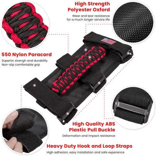Miniatura 3 de Asas de agarre de barra antivuelco+mango de agarre para reposacabezas para Jeep Wrangler YJ TJ JK JKU JL JLU Sport Sahara Freedom Rubicon Unlimited