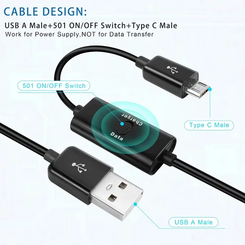 Miniatura 3 de GELRHONR USB a Micro USB de 3.3 ft con cable de carga de interruptor, compatible con transferencia de datos y alimentación para dispositivos micro