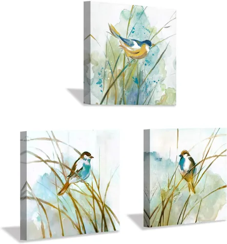 Miniatura 8 de Cuadro abstracto de pájaro para pared, diseño de pájaros en junco, impresiones de acuarelas sobre lienzo para dormitorio