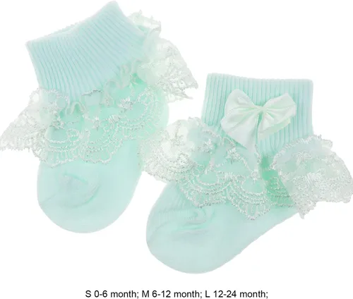 Miniatura 5 de BQUBO - Calcetines de encaje con ojales y volantes, calcetines de encaje para recién nacidobebéniños pequeños con volantes de verano