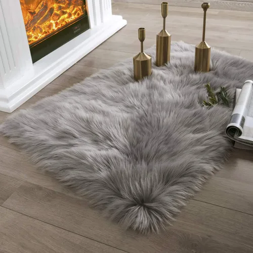 Miniatura 77 de Ashler Home Deco - Tapete de pelo sintético de oveja, mullido, suave, de 2 x 3 pies, lavable a máquina, dormitorio, habitación de los niños, sala