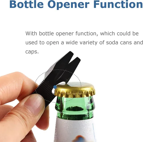 Miniatura 4 de Hamans Barra de palanca de titanio con función de abridor de botellas con clip de bolsillo (negro)