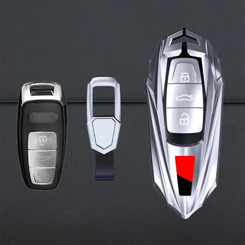 Miniatura 3 de Carcasa protectora deportiva de aleación de zinc para Audi A6 A7 A8 Q8 SQ8 E-Tron S6 S7 RS6 Q7 con llavero plateado
