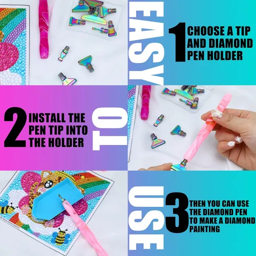 Miniatura 5 de Fuutreo 23 bolígrafos de arte de diamante, herramientas de pintura, accesorios de pintura de diamante 5D, 4 bolígrafos de arte, kits de puntas
