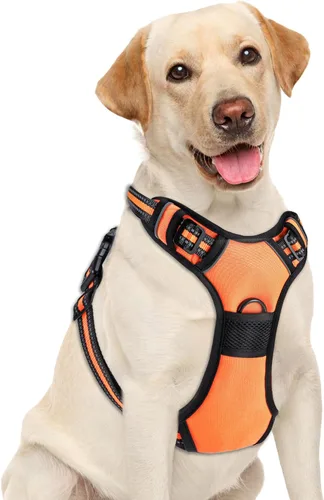 Miniatura 11 de Arnés para perro sin tirones, chaleco ajustable reflectante con clip frontal para mascotas con asa de fácil control para perros medianos y grandes