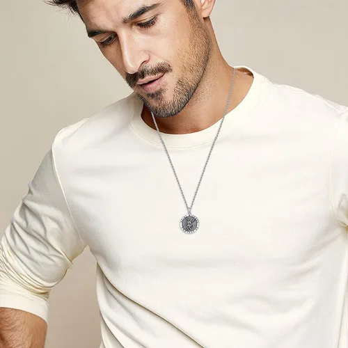 Miniatura 2 de CEKAMA Collar de plata de ley 925 de San Cristópalo, Miguel, Benito, Virgen María, Jude para hombres y mujeres, con cadena de 22 + 2 pulgadas