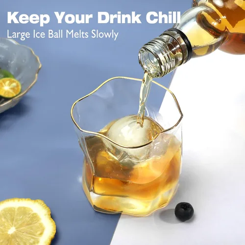 Miniatura 5 de Molde redondo para cubitos de hielo con tapa, máquina de bolas de hielo de esfera de 2.2 pulgadas, molde grande para cubitos de hielo para whisky