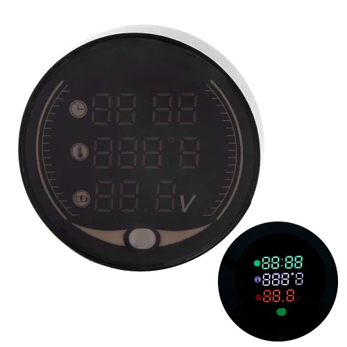 Miniatura 2 de KIMISS Termómetro electrónico 3 en 1 para motocicleta, voltímetro digital, reloj de tiempo, medidor de temperatura