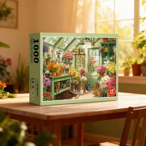 Miniatura 2 de Rompecabezas de Cobertizo de Jardín de 1000 Piezas para Adultos - Arte Desafiante de Cobertizo de Trasplante e Invernadero, Acabado Mate Premium